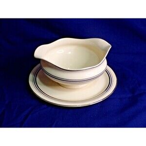 Syracuse Old Ivory China OPCO "Nimbus" Pattern Gravy with Underplate  USA VTG